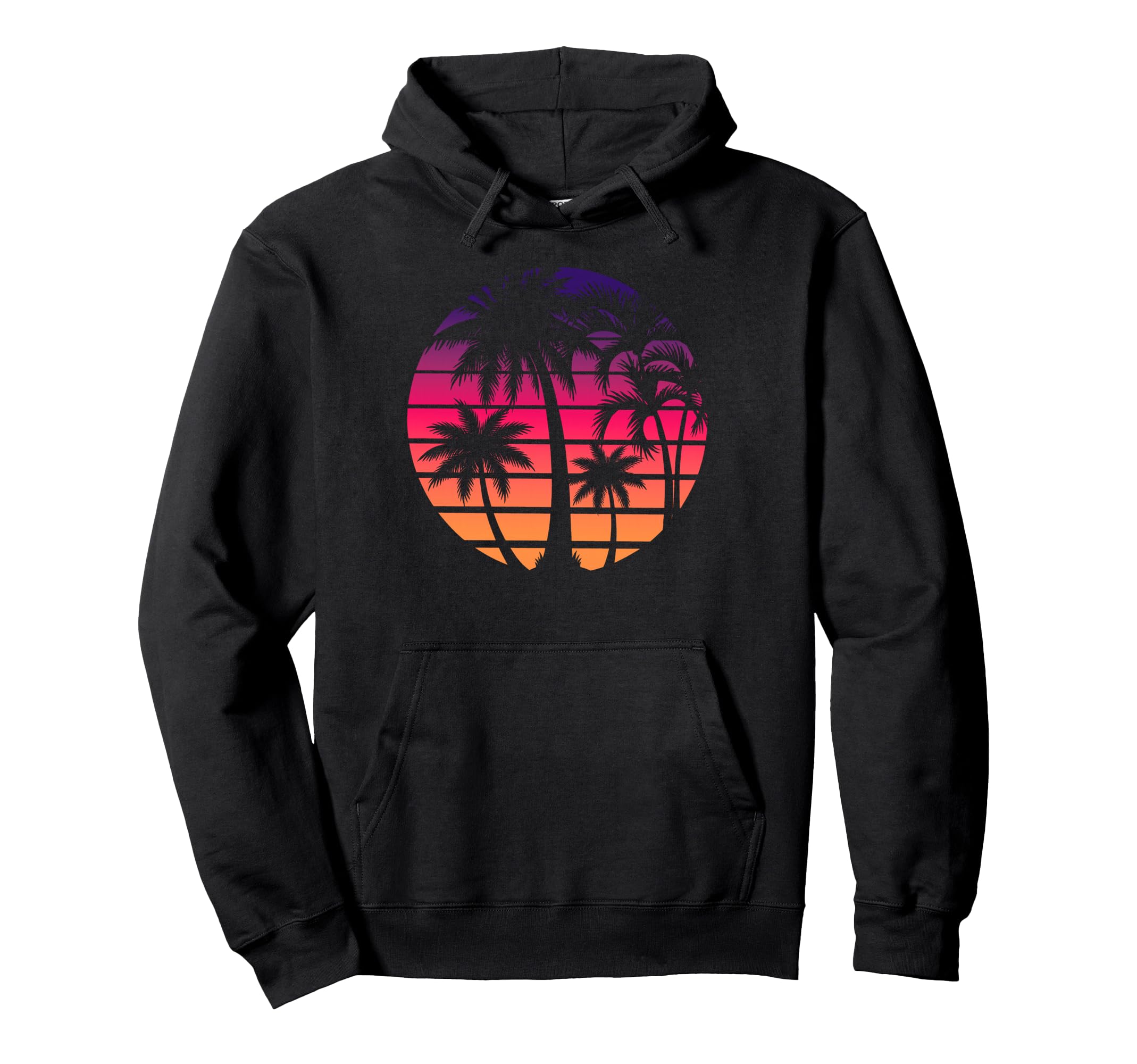 80S Sunset Palm Tree Beach Vacation Hoodie - Casual Everyday Wear Unisex - T-Shirt, Sweatshirt, Hoodie