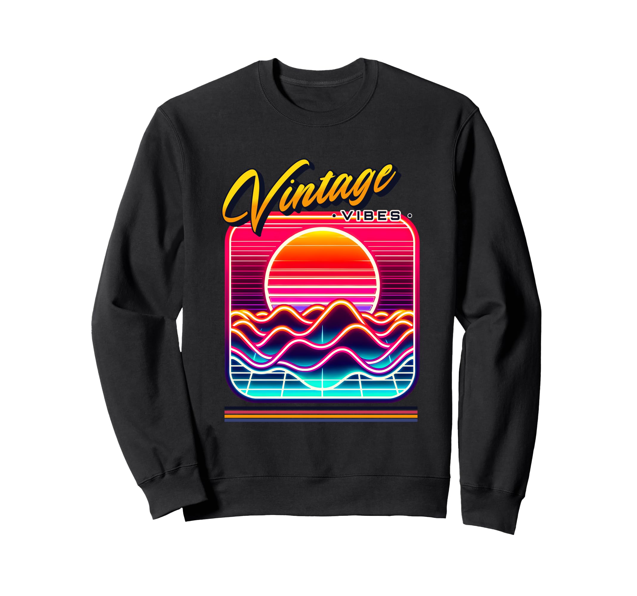 Vibes 80S Synthwave Sweatshirt - Minimalist Print Men Women - T-Shirt, Sweatshirt, Hoodie