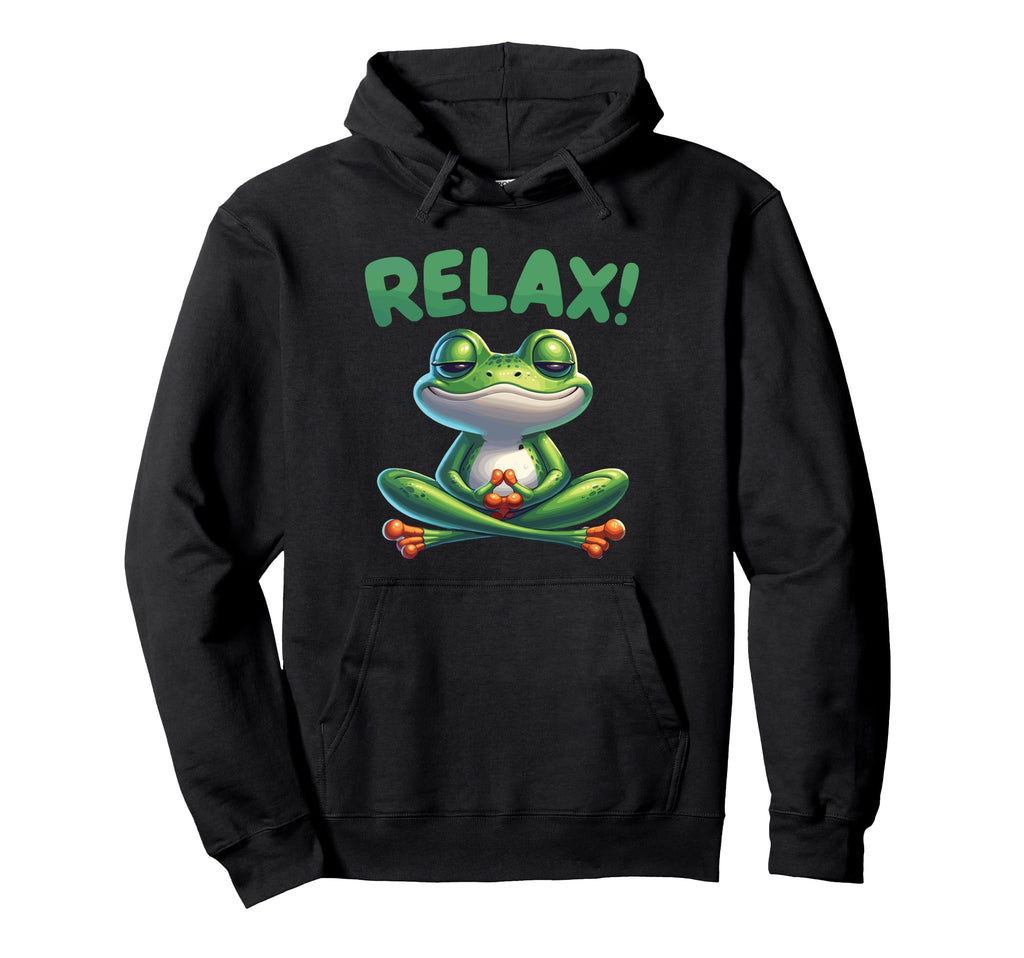 Frog Relax Meditating Funny Yoga Zen Hoodie - Custom Art Print Men Women - T-Shirt, Sweatshirt, Hoodie