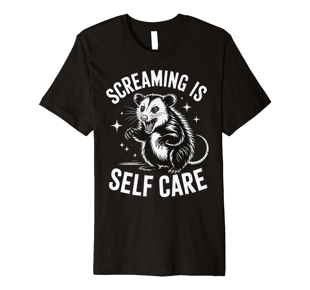 Opossum Therapeutic Screaming Stress Hoodie - Graphic Print Men Women - T-Shirt, Sweatshirt, Hoodie