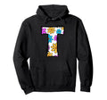 Letter T Floral Daisy Alphabet Hoodie - Trendy Graphic for Adults - T-Shirt, Sweatshirt, Hoodie