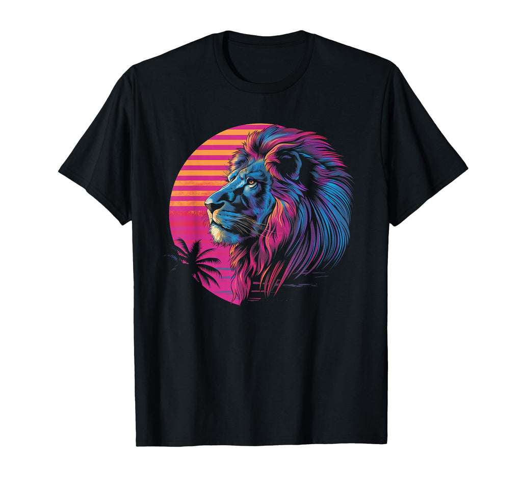 Lion Vaporwave Aesthetic Synthwave 80S 90S T-Shirt - Unique Graphic Unisex - T-Shirt, Sweatshirt, Hoodie