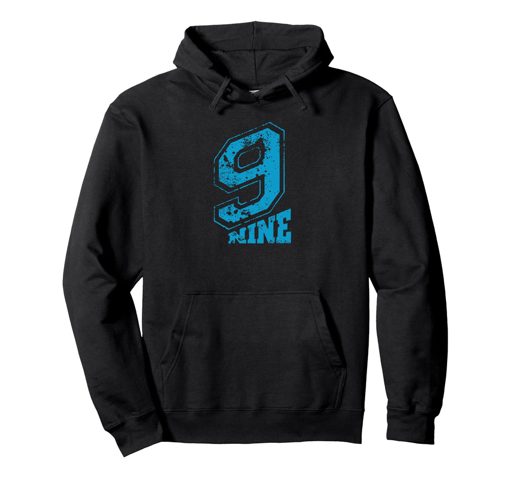 Minimalist Typography Blue Number Nine Hoodie - Custom Art Print for Adults - T-Shirt, Sweatshirt, Hoodie