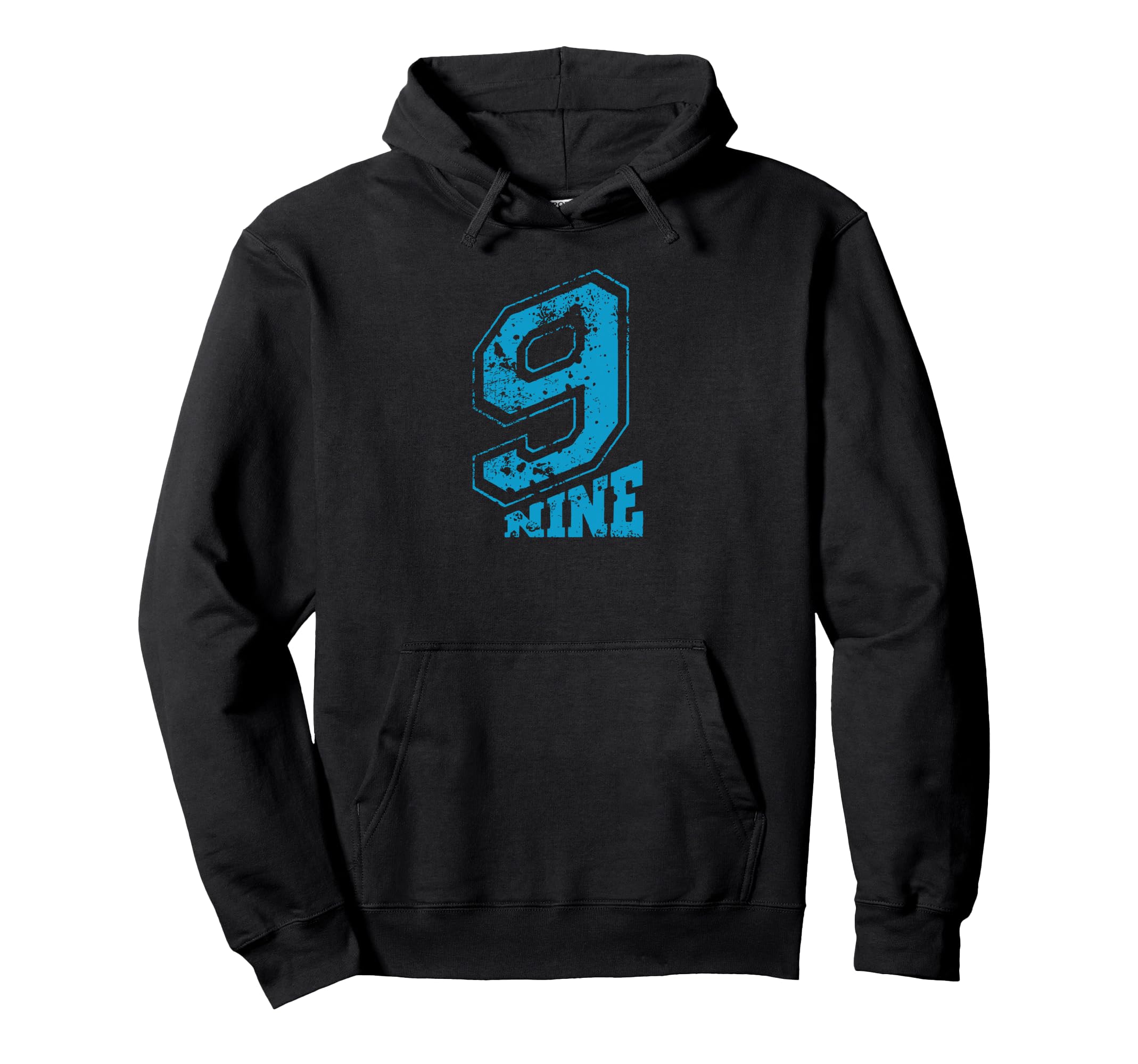 Minimalist Typography Blue Number Nine Hoodie - Custom Art Print Men Women - T-Shirt, Sweatshirt, Hoodie