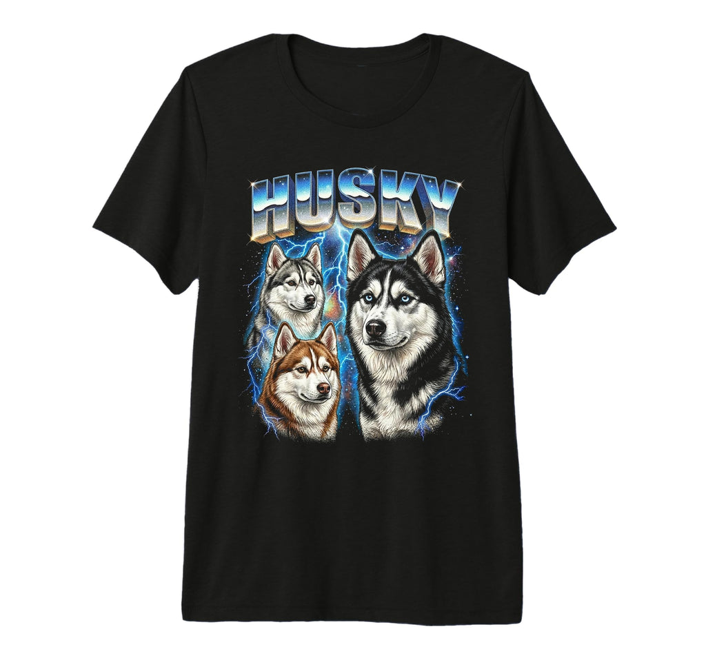 Husky 80S Dog Lover Funny 90S Tri Blend T-Shirt - Trendy Graphic for Adults - T-Shirt, Sweatshirt, Hoodie