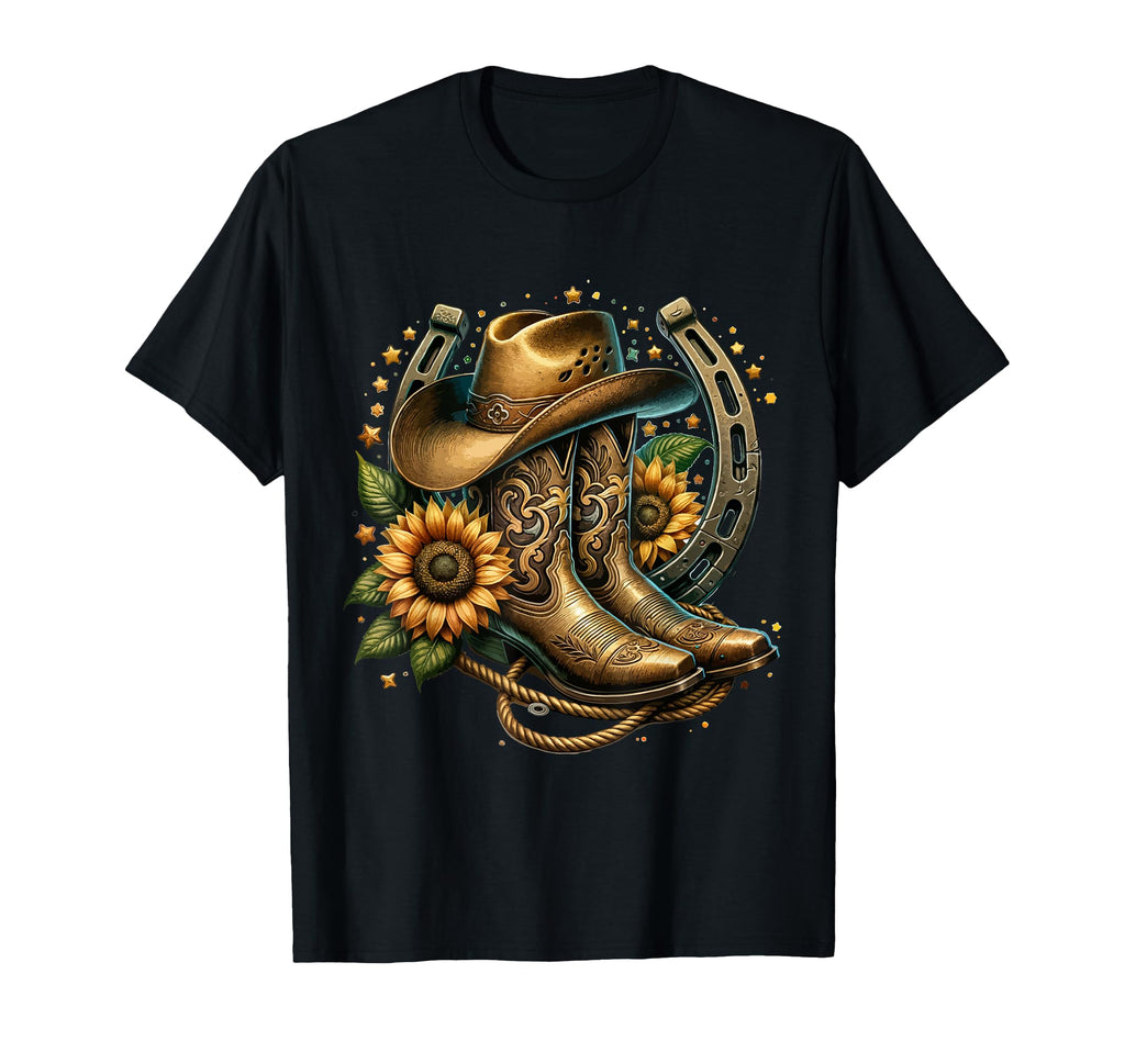 Rustic Western Country Cowboy Boot T-Shirt - Custom Art Print Men Women - T-Shirt, Sweatshirt, Hoodie