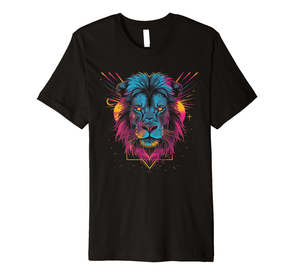 Lion Vaporwave Aesthetic Synthwave T-Shirt - Minimalist Print Men Women - T-Shirt, Sweatshirt, Hoodie