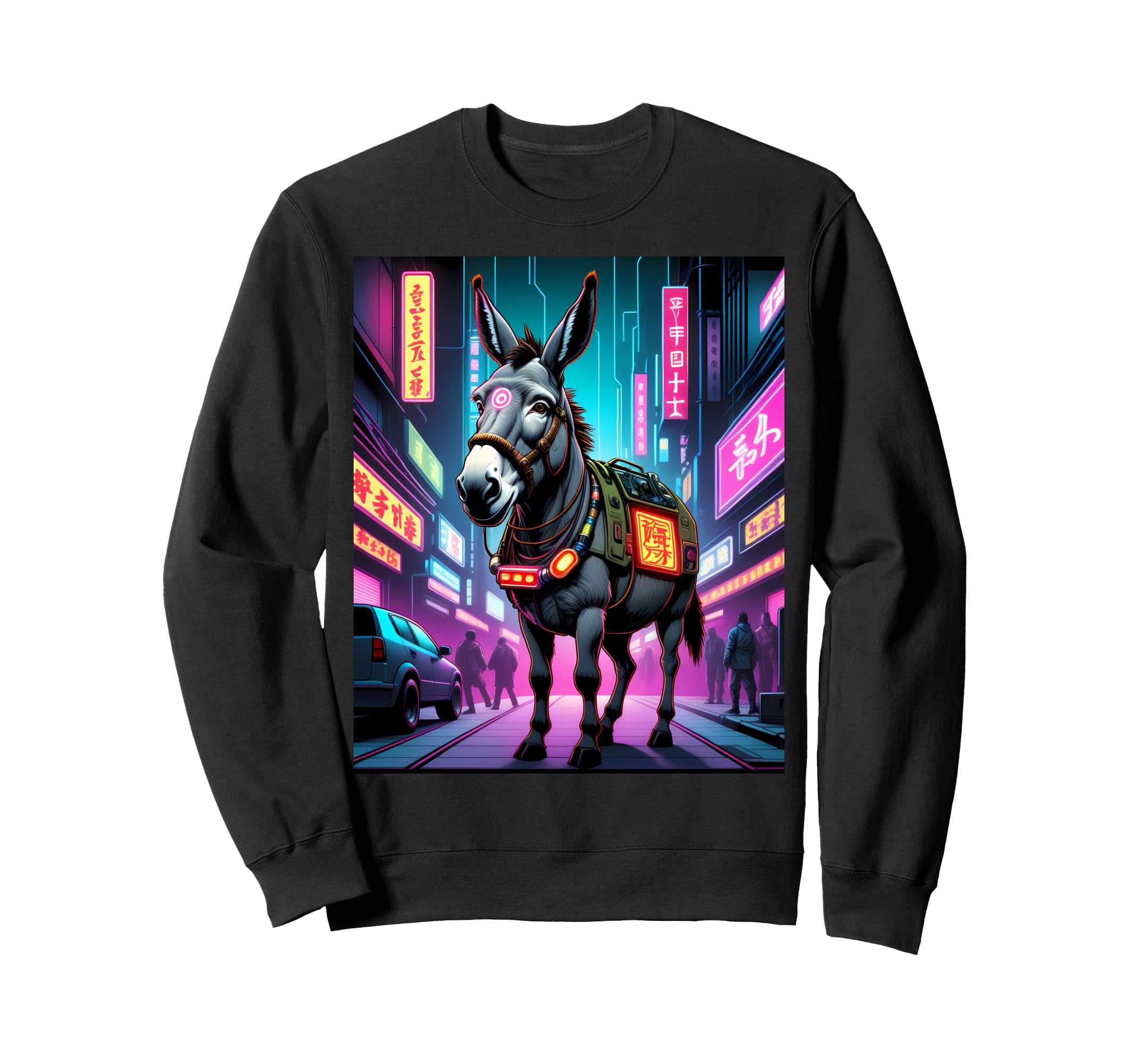 Japanese Vaporwave Donkey 80S Sweatshirt - Unique Graphic for Adults - T-Shirt, Sweatshirt, Hoodie