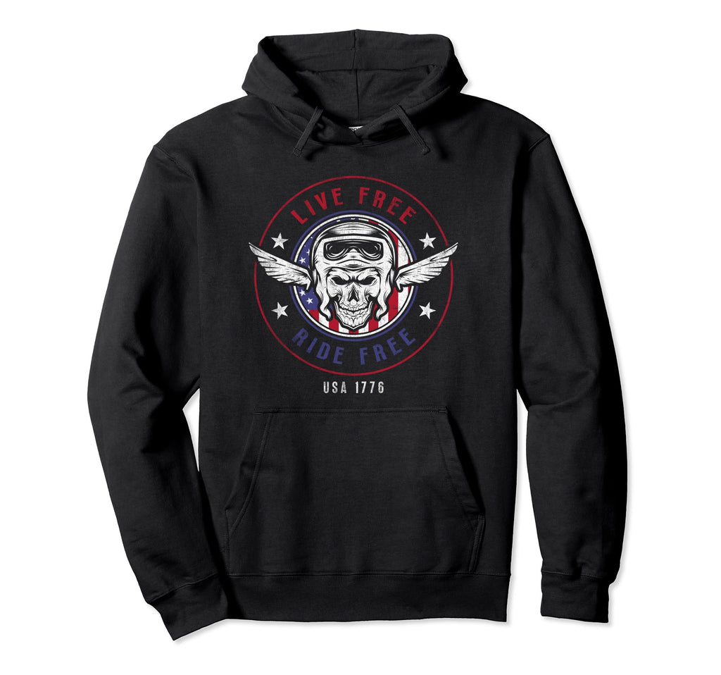 Life Free Ride Free Usa 1776 Biker Hoodie - Fun Novelty Design Unisex - T-Shirt, Sweatshirt, Hoodie