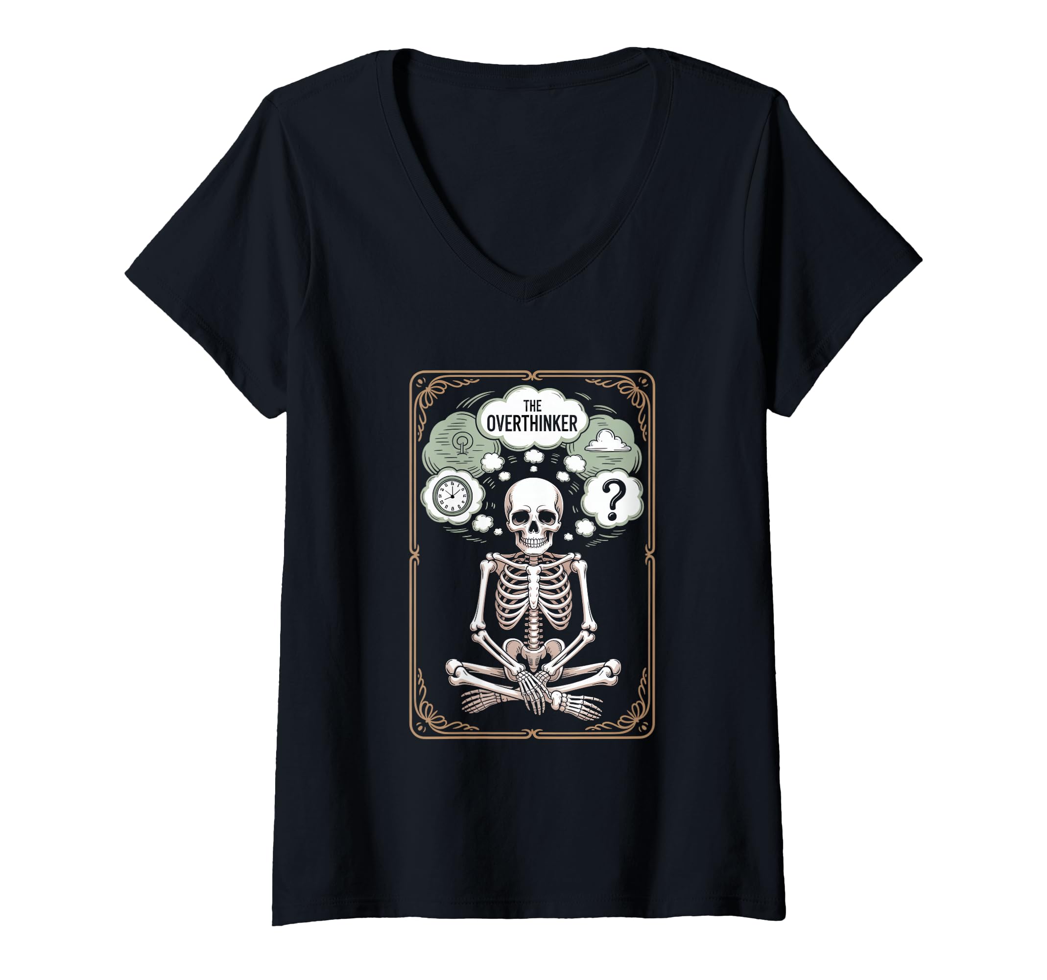 Womens Overthinker Skeleton Tarot T-Shirt - Custom Art Print for Adults - T-Shirt, Sweatshirt, Hoodie