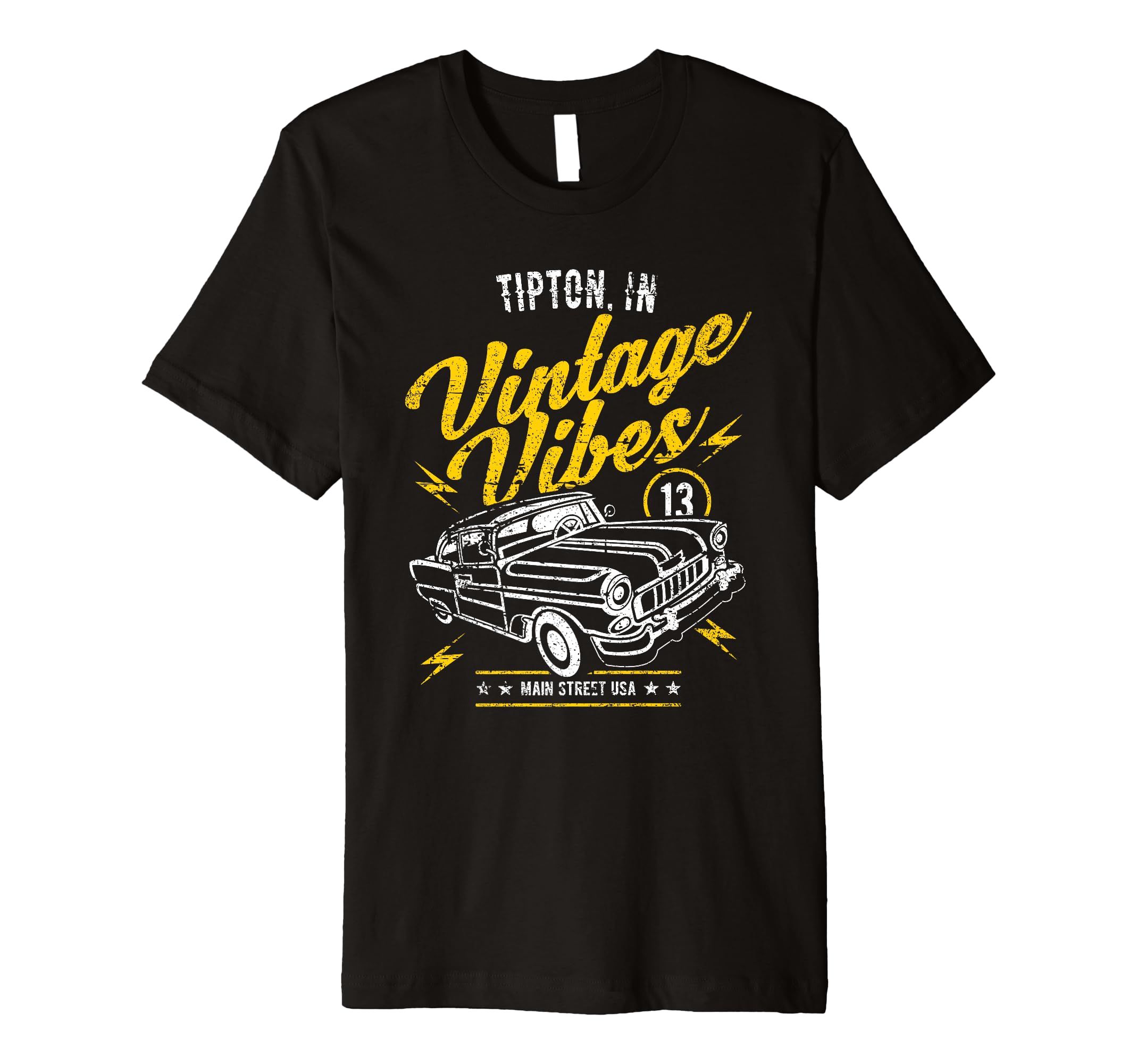 Tipton Usa Vibes Car Distressed T-Shirt - Fun Novelty Design for Adults - T-Shirt, Sweatshirt, Hoodie