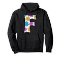 Letter F Daisy Floral Alphabet Hoodie - Trendy Graphic Men Women - T-Shirt, Sweatshirt, Hoodie