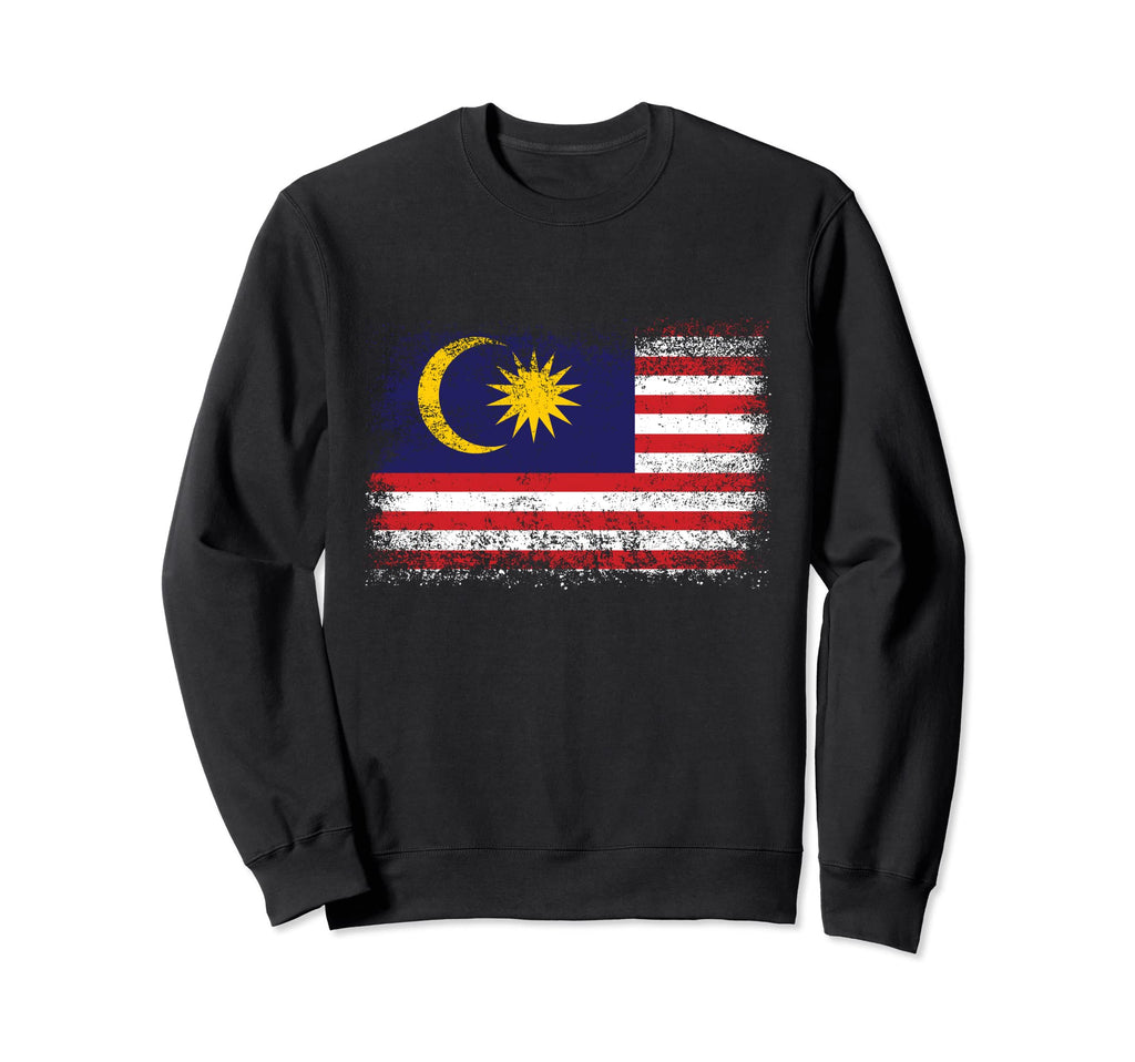 Malaysia Distressed Flag Sweatshirt - Aesthetic Graphic for Adults - T-Shirt, Sweatshirt, Hoodie