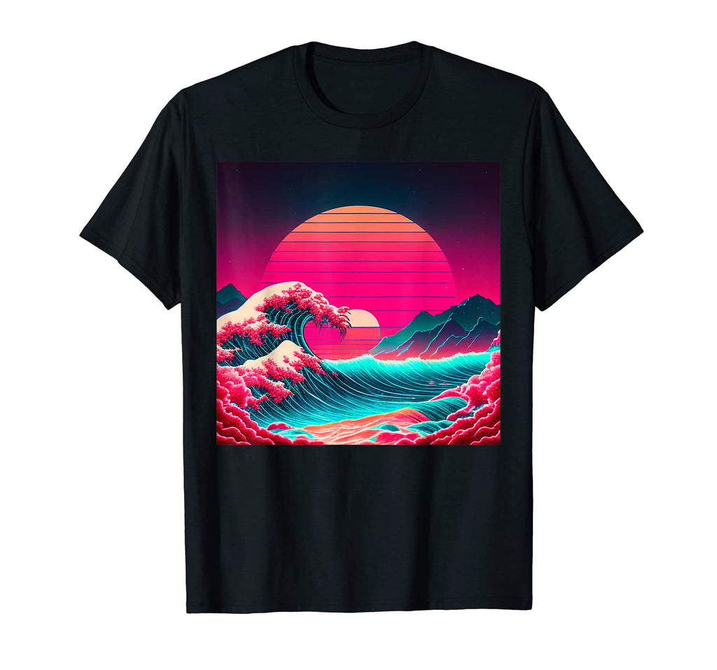 Vaporwave Synthwave Ocean Japanese 80S T-Shirt - Minimalist Print Men Women - T-Shirt, Sweatshirt, Hoodie