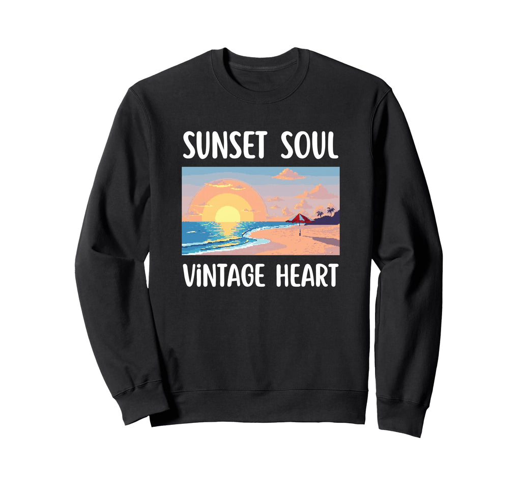 Sunset Soul Heart Beach Aesthetic Sweatshirt - Novelty Apparel Unisex - T-Shirt, Sweatshirt, Hoodie