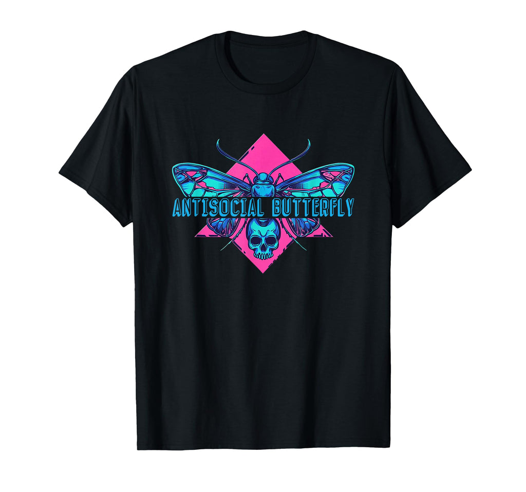 Synthwave Antisocial Butterfly T-Shirt - Minimalist Print Unisex - T-Shirt, Sweatshirt, Hoodie
