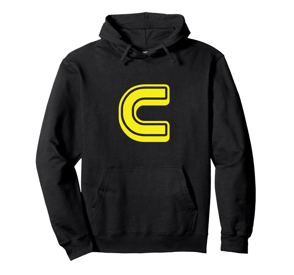 Bold Letter Yellow C Outline Alphabet Hoodie - Streetwear Style Unisex - T-Shirt, Sweatshirt, Hoodie