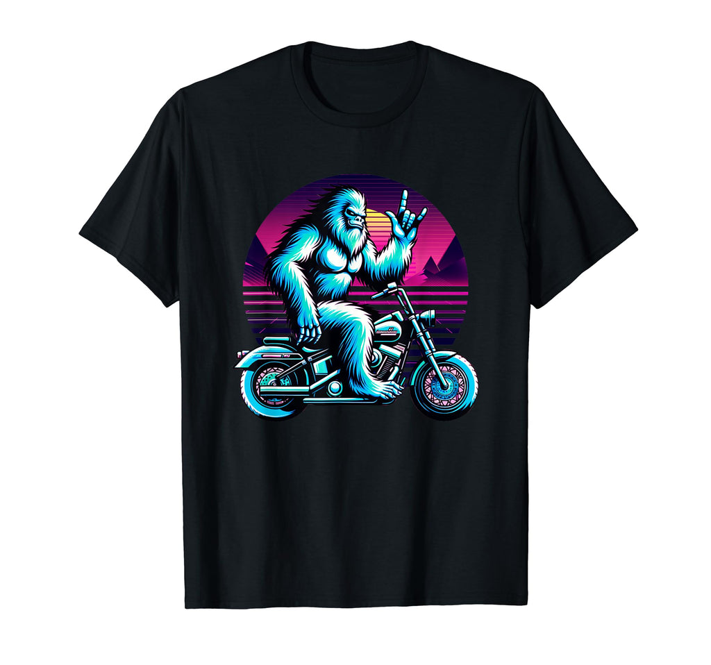 Motorcycle Bigfoot Riding T-Shirt - Custom Art Print for Adults - T-Shirt, Sweatshirt, Hoodie