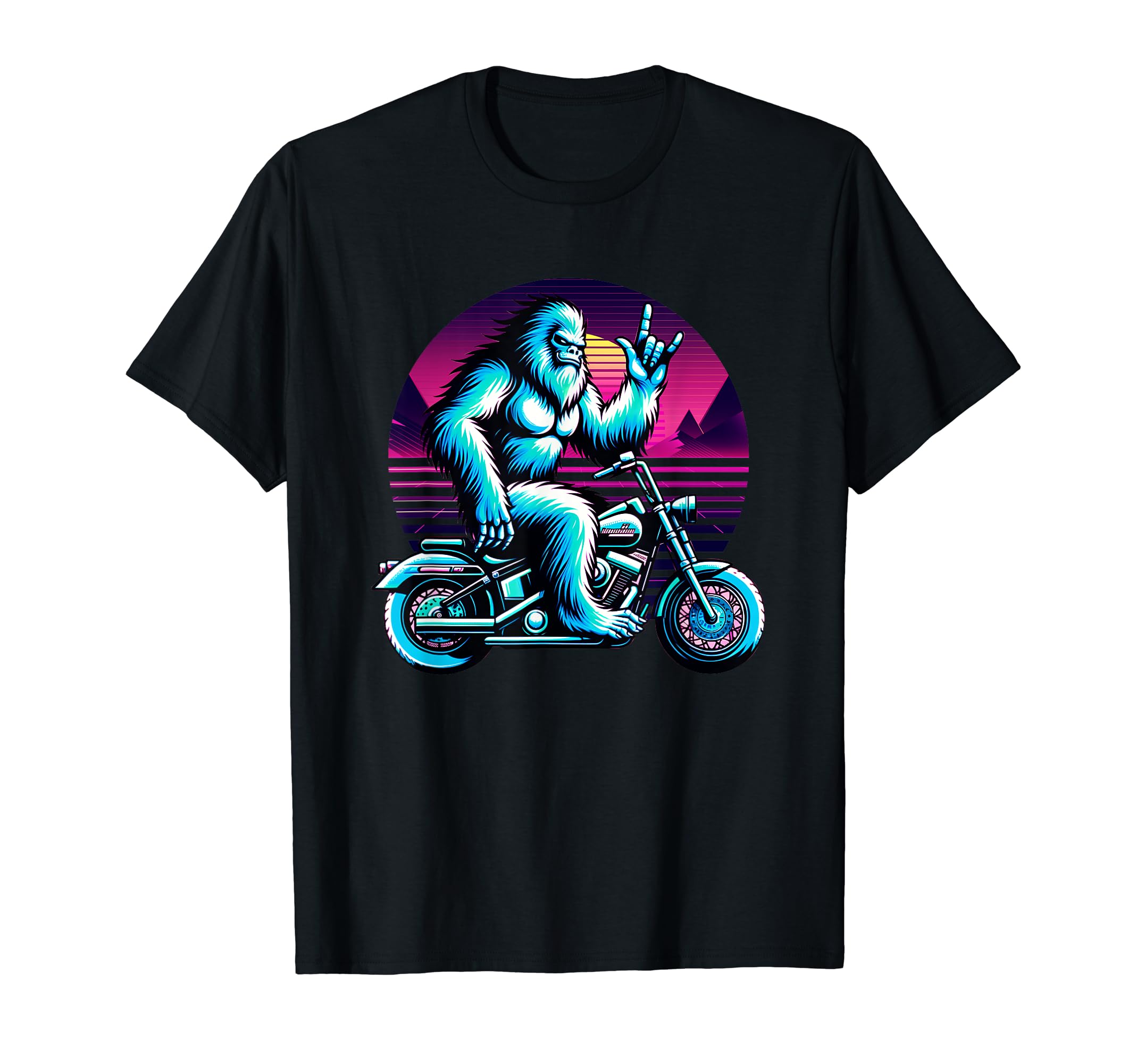 Motorcycle Bigfoot Riding T-Shirt - Custom Art Print for Adults - T-Shirt, Sweatshirt, Hoodie