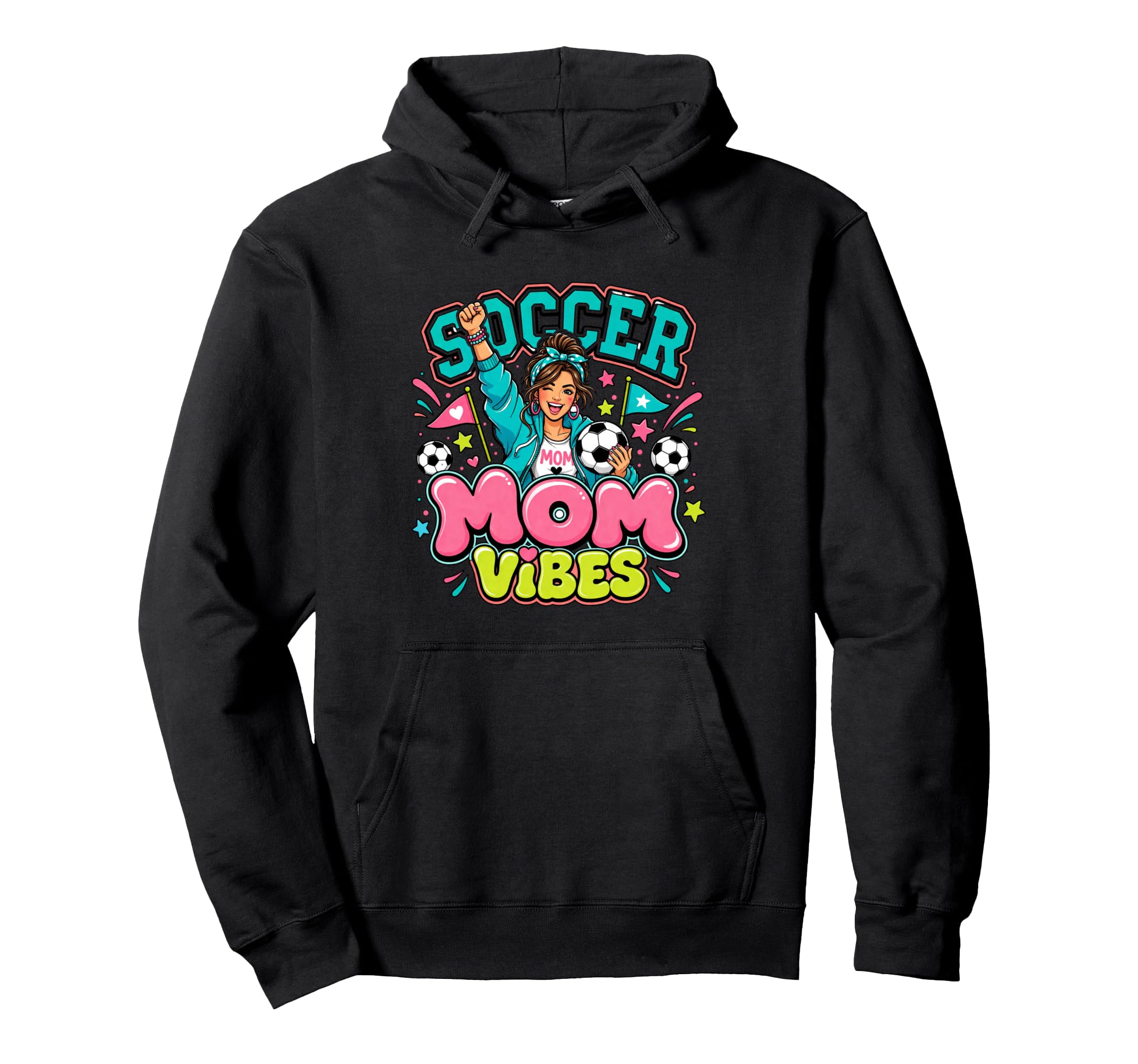 Soccer Mom Vibes Sports Cheer Hoodie - Novelty Apparel Men Women - T-Shirt, Sweatshirt, Hoodie