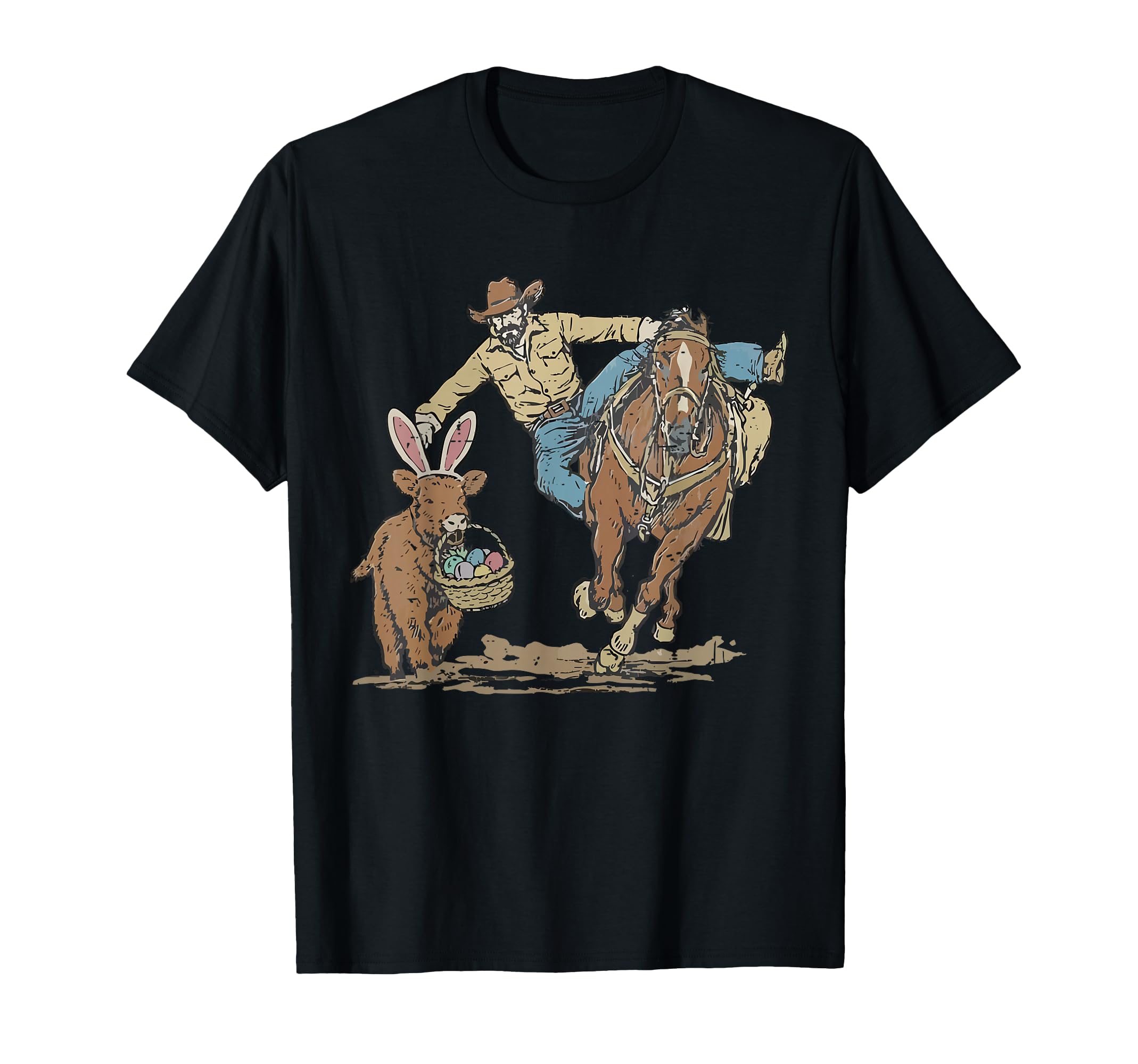 Funny Easter Day Cowboy Bunny Basket T-Shirt - Trendy Graphic Unisex - T-Shirt, Sweatshirt, Hoodie