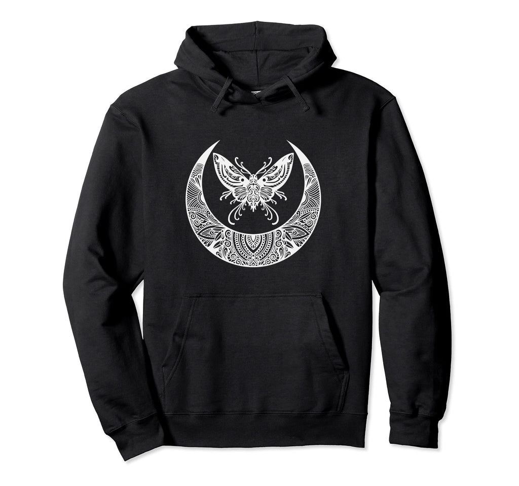 Crescent Moon Moth Goth Horror Hoodie - Aesthetic Graphic Men Women - T-Shirt, Sweatshirt, Hoodie