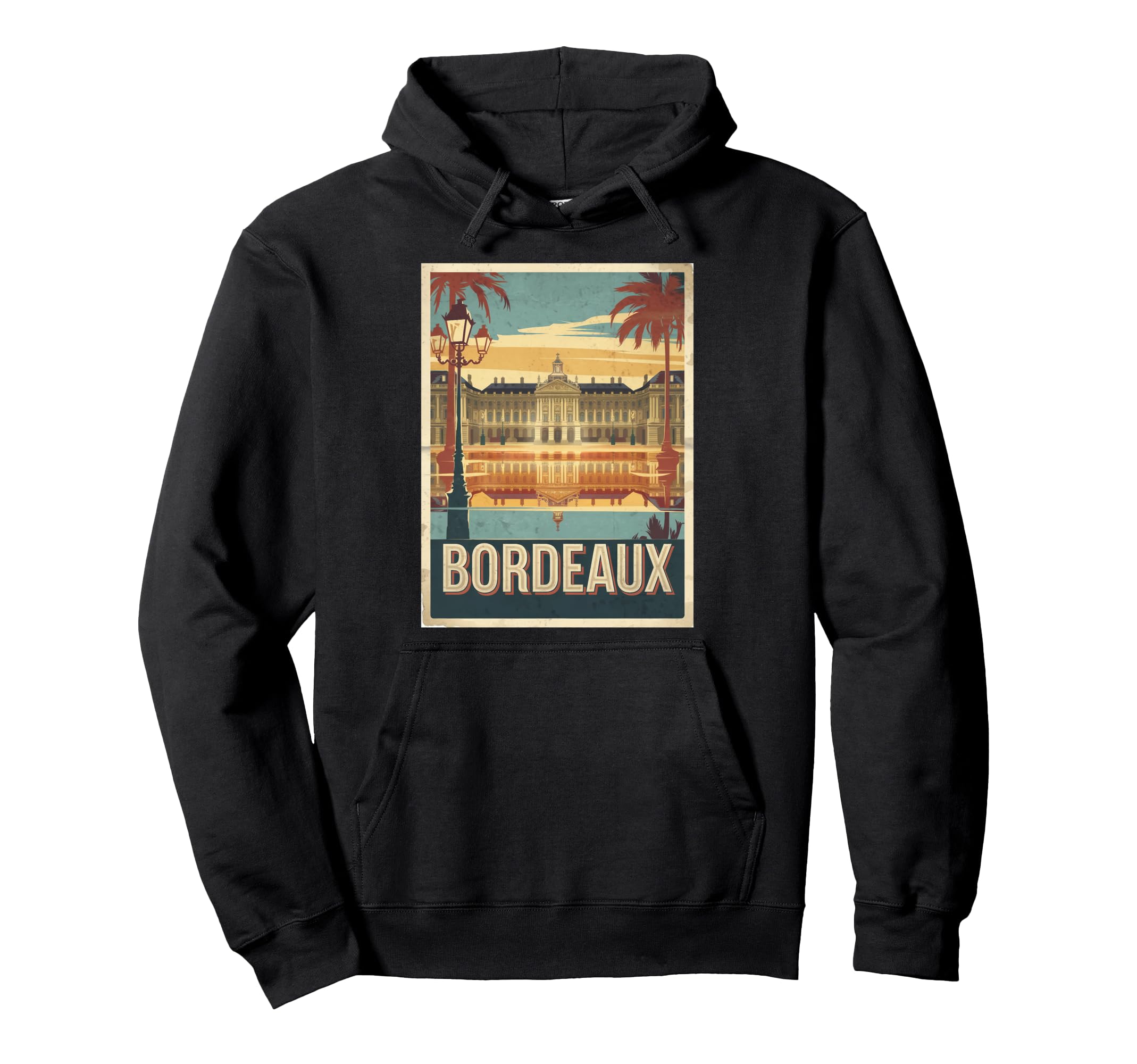 Bordeaux Iconic Cityscape Reflection Hoodie - Unique Graphic Men Women - T-Shirt, Sweatshirt, Hoodie