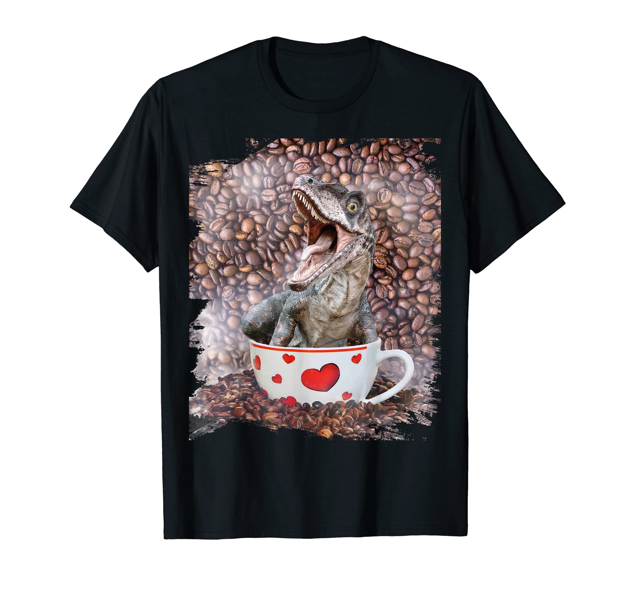 Raptor Dinosaur Coffee Love Self T-Shirt - Fun Novelty Design for Adults - T-Shirt, Sweatshirt, Hoodie