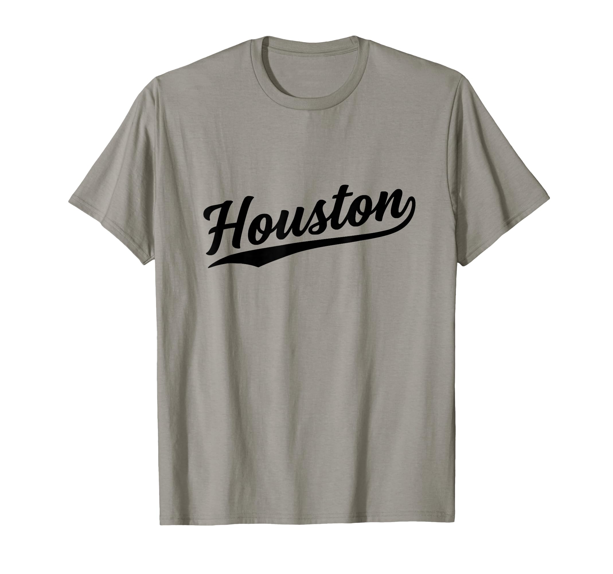 Houston Texas Script 1970S Black Text T-Shirt - Custom Art Print Men Women - T-Shirt, Sweatshirt, Hoodie