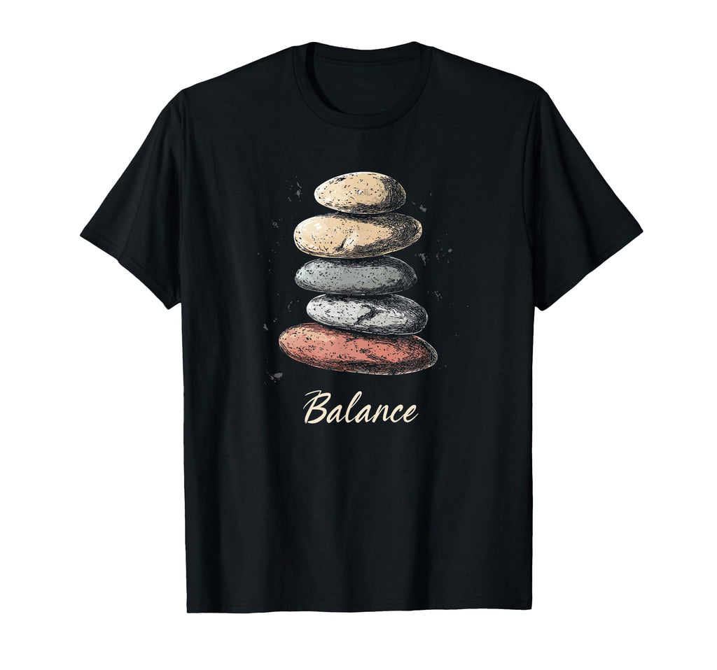 Zen Balancing Stones Art T-Shirt - Fun Novelty Design for Adults - T-Shirt, Sweatshirt, Hoodie