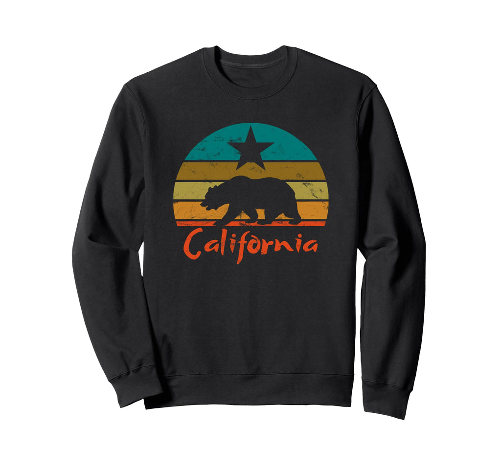 California Bear Sunset 70S State Sweatshirt - Aesthetic Graphic for Adults - T-Shirt, Sweatshirt, Hoodie