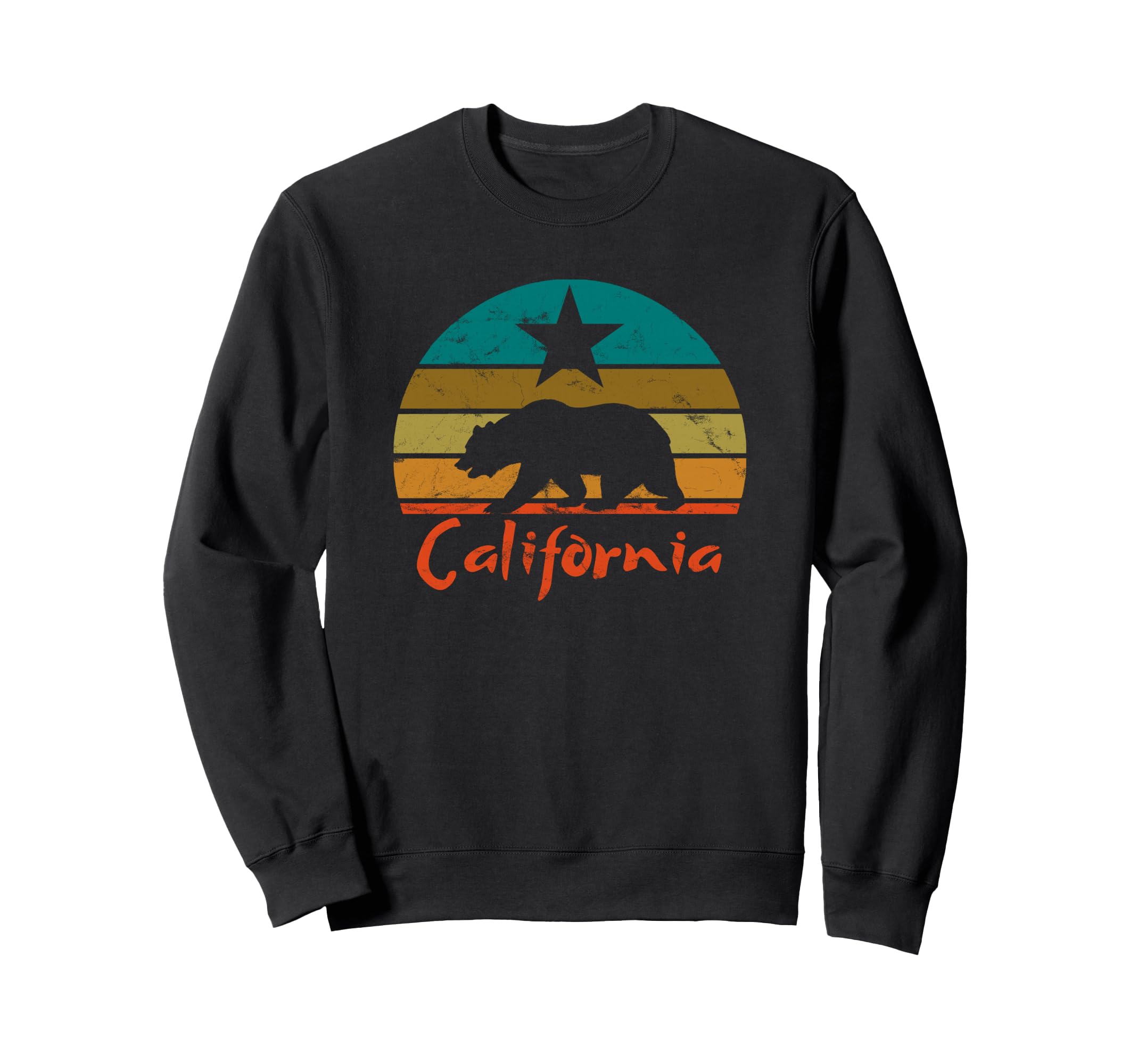 California Bear Sunset 70S State Sweatshirt - Aesthetic Graphic for Adults - T-Shirt, Sweatshirt, Hoodie