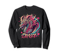 Dragon Techno Vaporwave Anime Sweatshirt - Trendy Graphic Unisex - T-Shirt, Sweatshirt, Hoodie