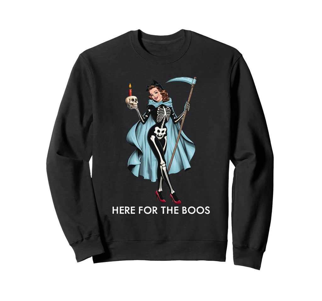 Here Boos Funny Halloween Pinup Sweatshirt - Custom Art Print for Adults - T-Shirt, Sweatshirt, Hoodie