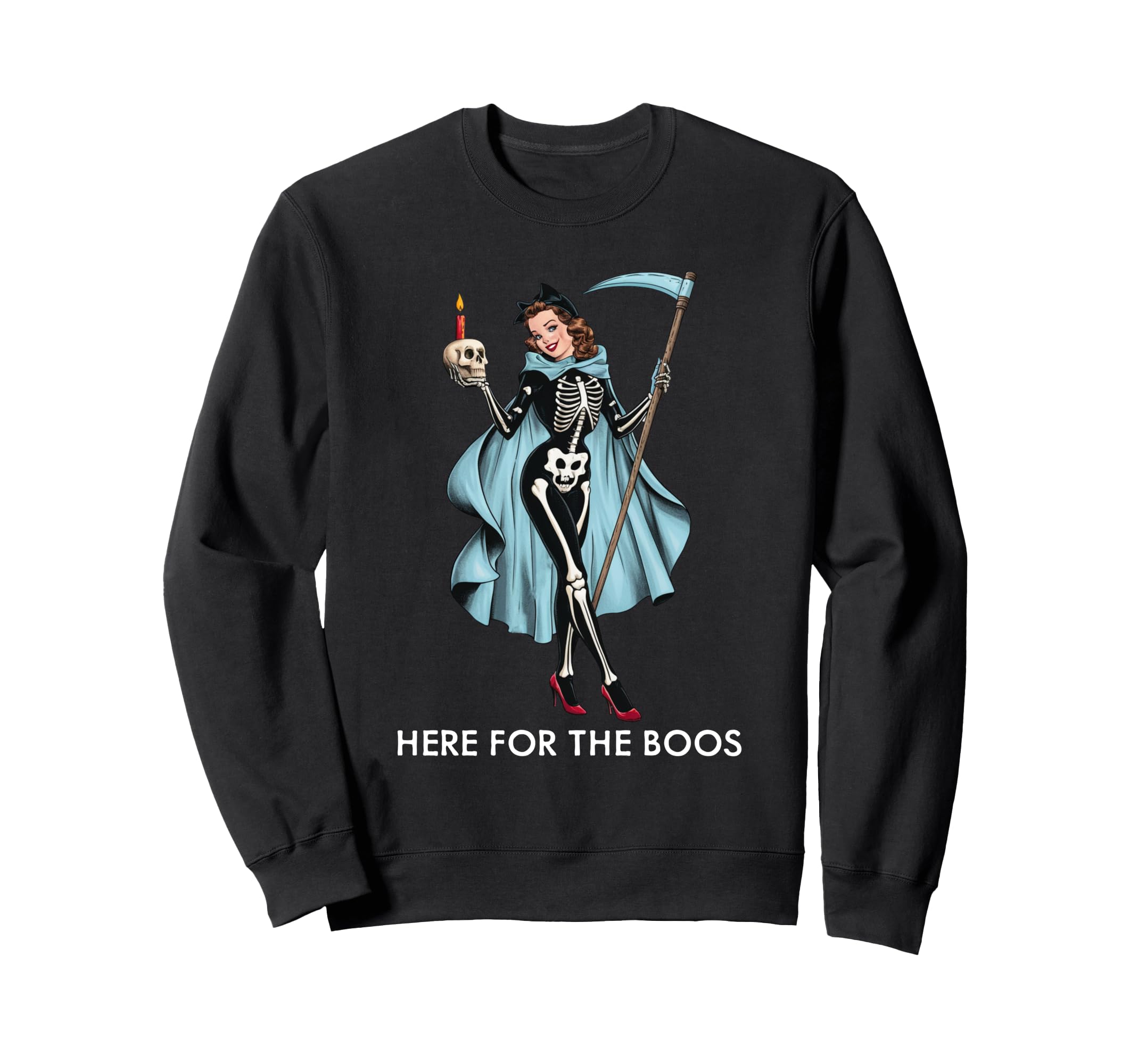 Here Boos Funny Halloween Pinup Sweatshirt - Custom Art Print for Adults - T-Shirt, Sweatshirt, Hoodie