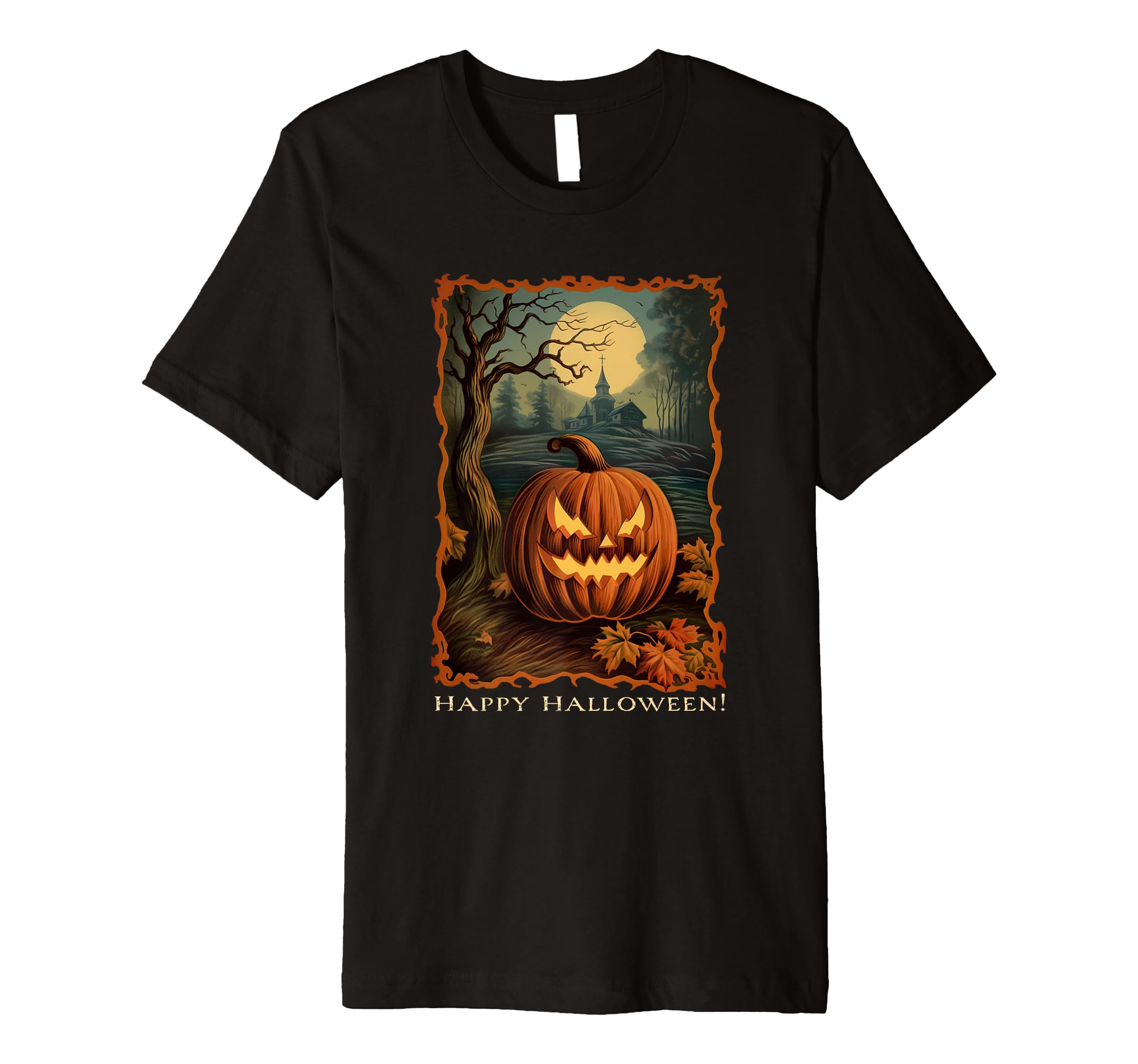 Happy Halloween Funny Scary Pumpkin T-Shirt - Unique Graphic for Adults - T-Shirt, Sweatshirt, Hoodie