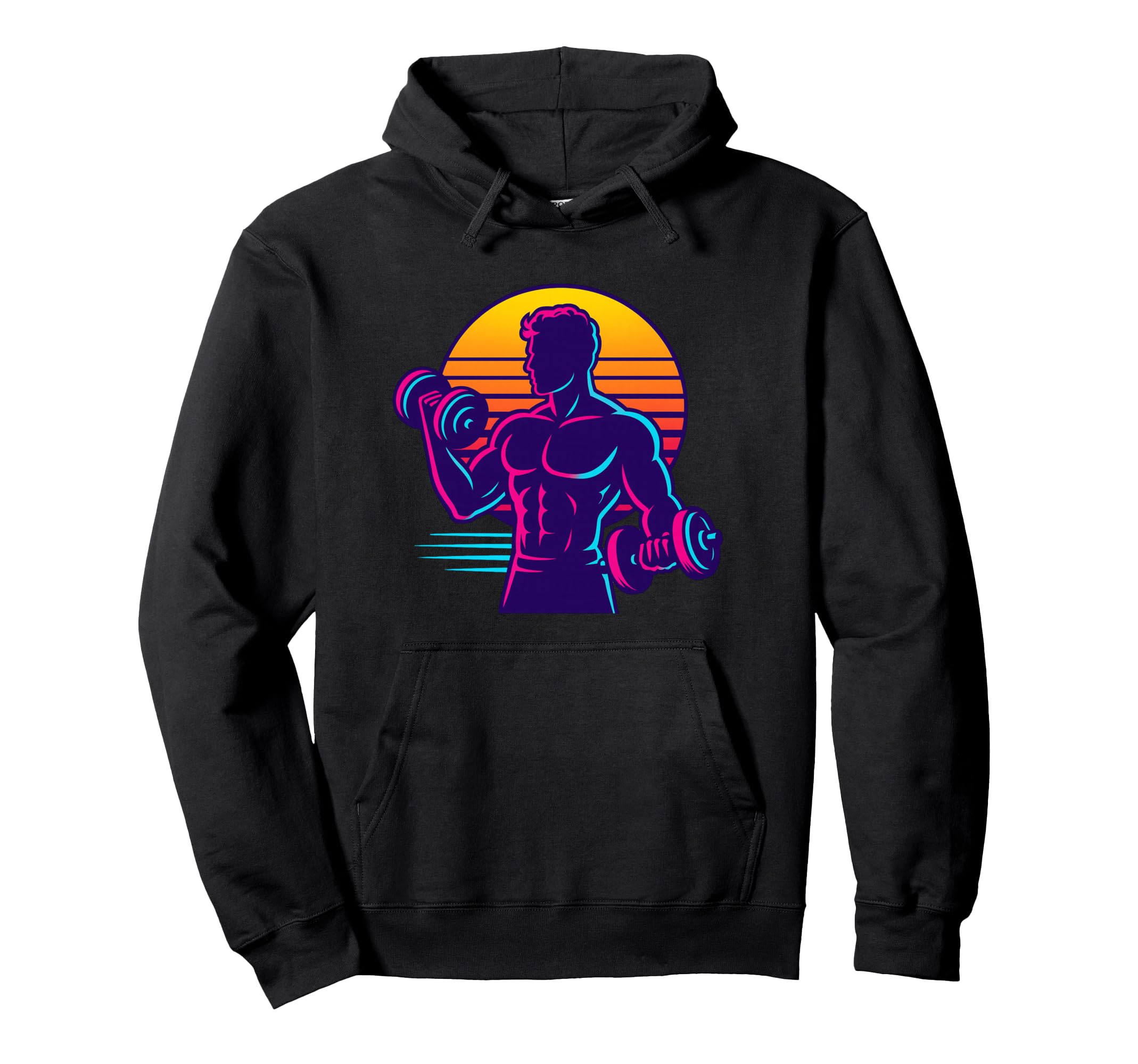 Fitness Sunset 70S 80S Nostalgic Synthwave Hoodie - Novelty Apparel Unisex - T-Shirt, Sweatshirt, Hoodie