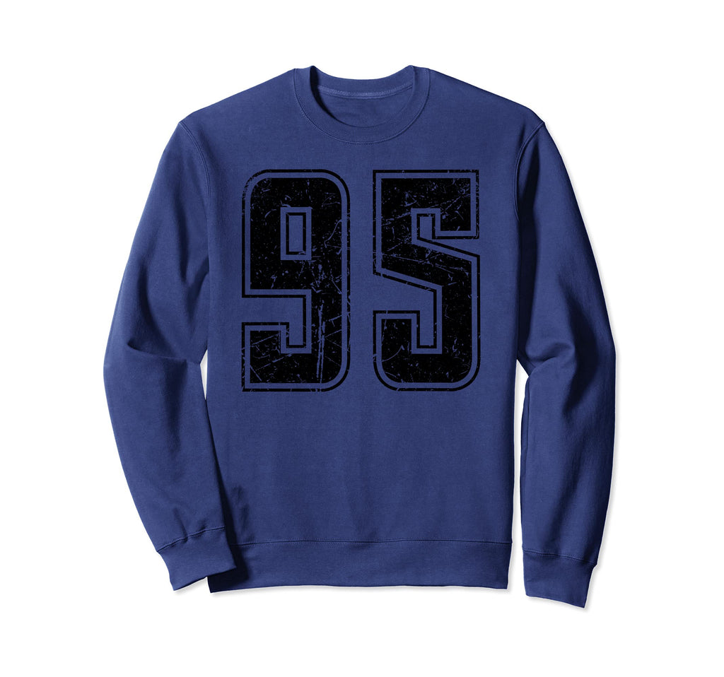 Number 95 Distressed Grunge Jersey Sweatshirt - Novelty Apparel Unisex - T-Shirt, Sweatshirt, Hoodie