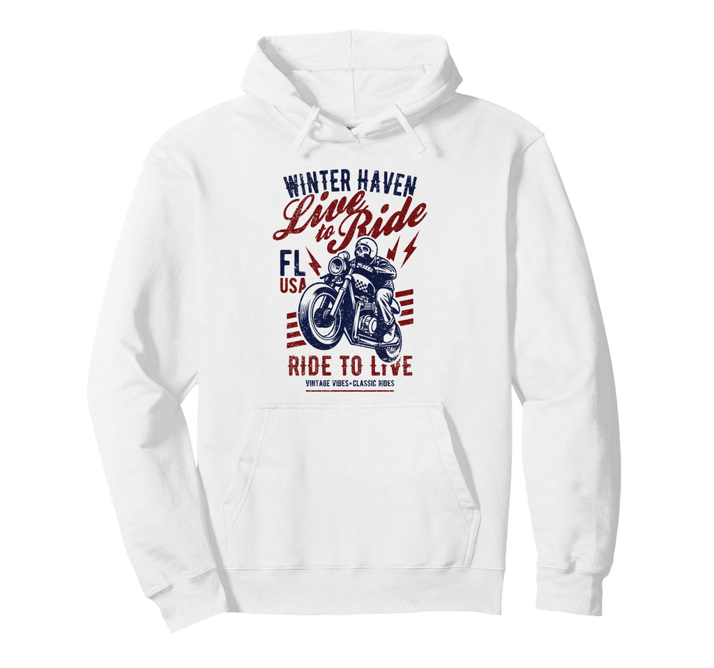 Winter Haven Florida Motorcycle Hoodie - Fun Novelty Design for Adults - T-Shirt, Sweatshirt, Hoodie