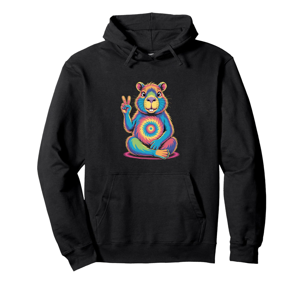 Psychedelic Capybara Peace Sign Hoodie - Streetwear Style Men Women - T-Shirt, Sweatshirt, Hoodie