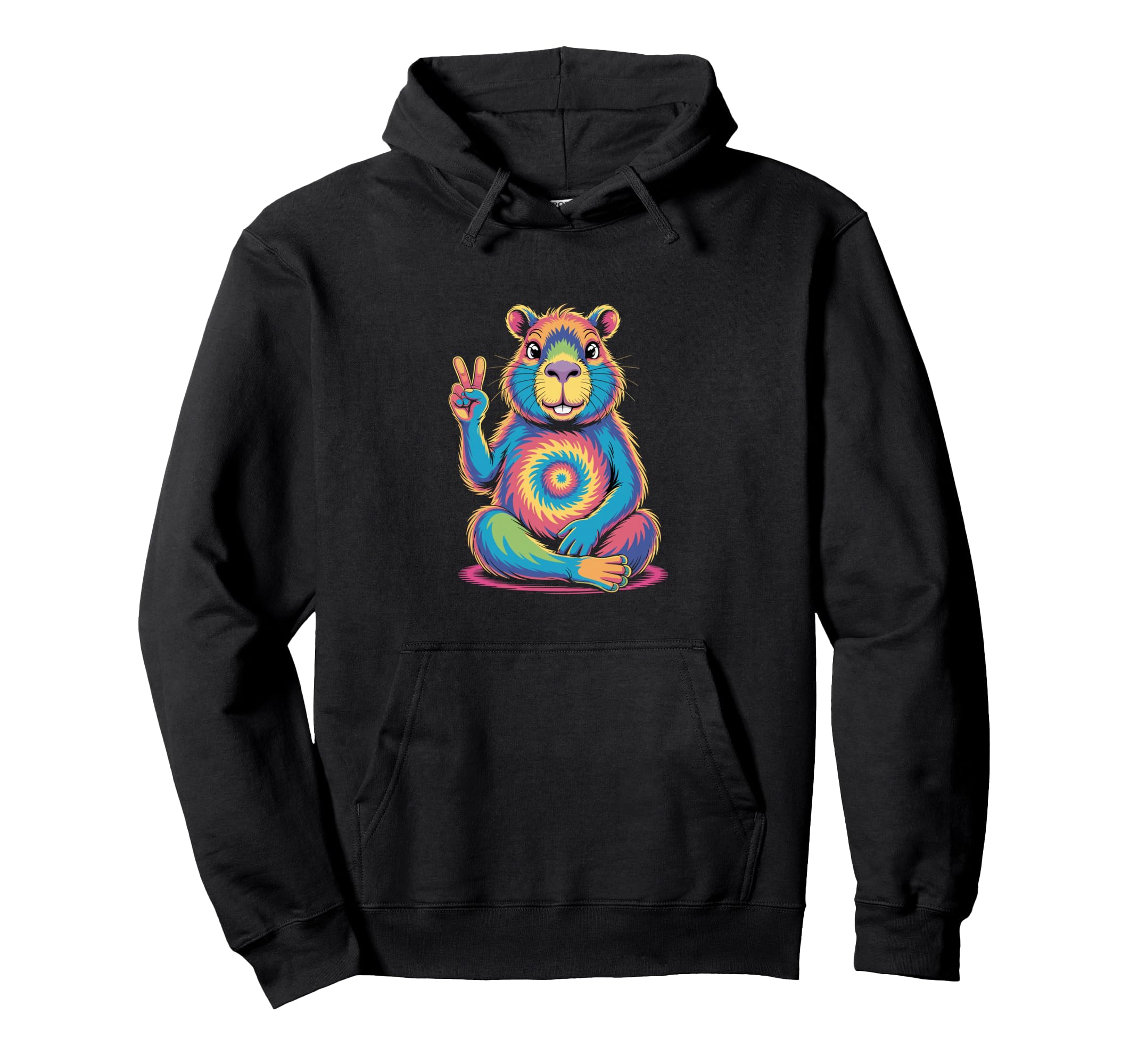 Psychedelic Capybara Peace Sign Hoodie - Streetwear Style Men Women - T-Shirt, Sweatshirt, Hoodie