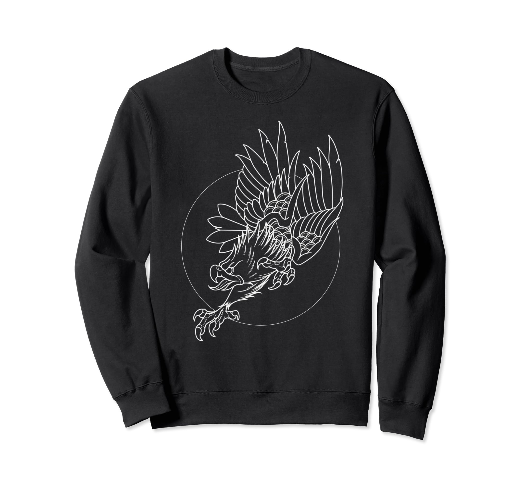 Neo Traditional Eagle Outline Tattoo Sweatshirt - Custom Art Print Unisex - T-Shirt, Sweatshirt, Hoodie