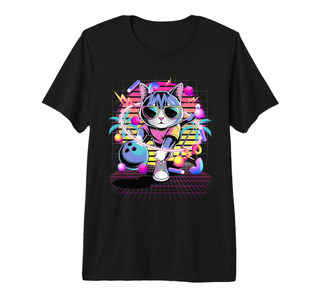 80S Vaporwave Cat Bowler T-Shirt - Casual Everyday Wear Men Women - T-Shirt, Sweatshirt, Hoodie