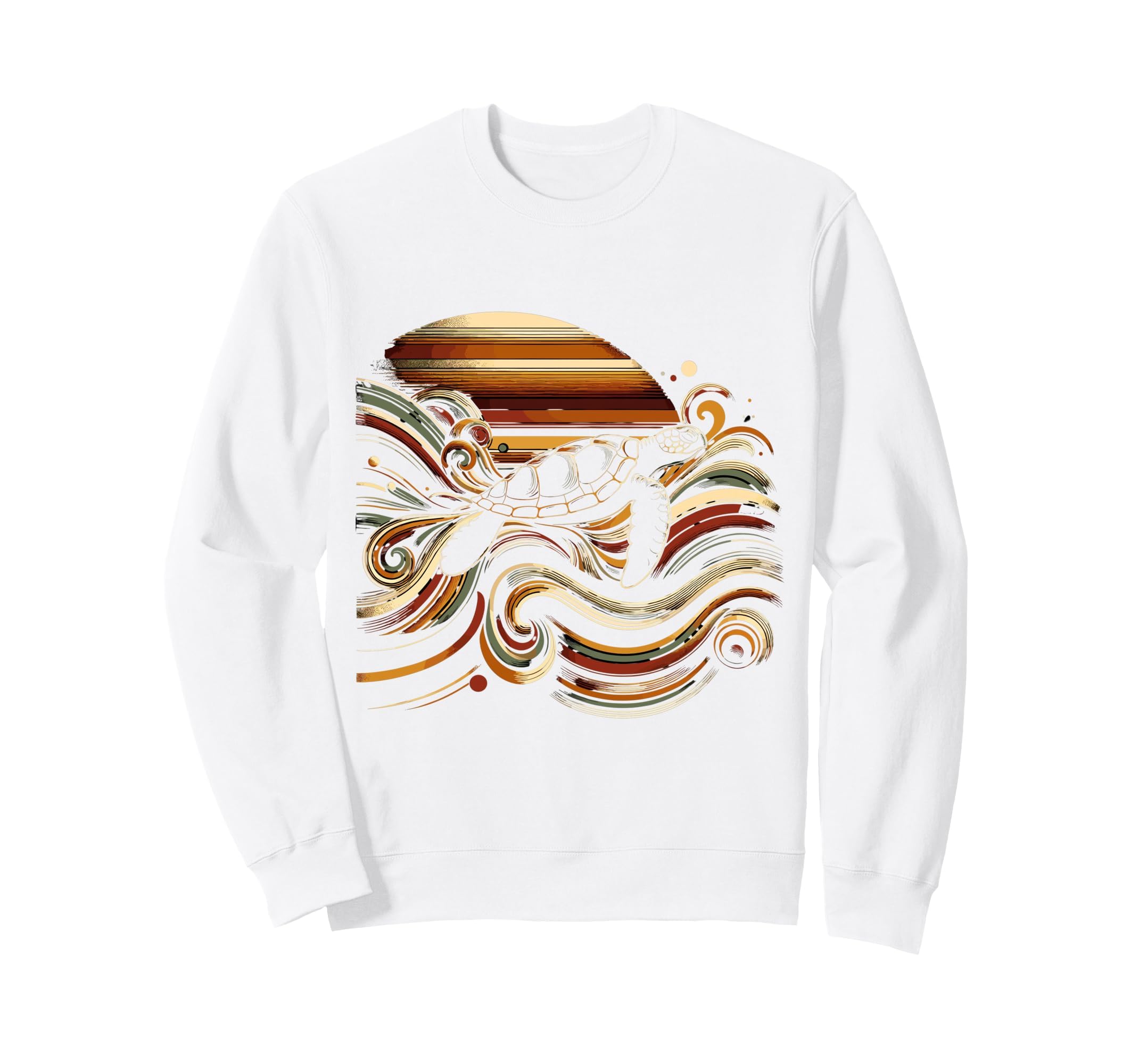 Sunset Turtle Nature Sweatshirt - Custom Art Print for Adults - T-Shirt, Sweatshirt, Hoodie