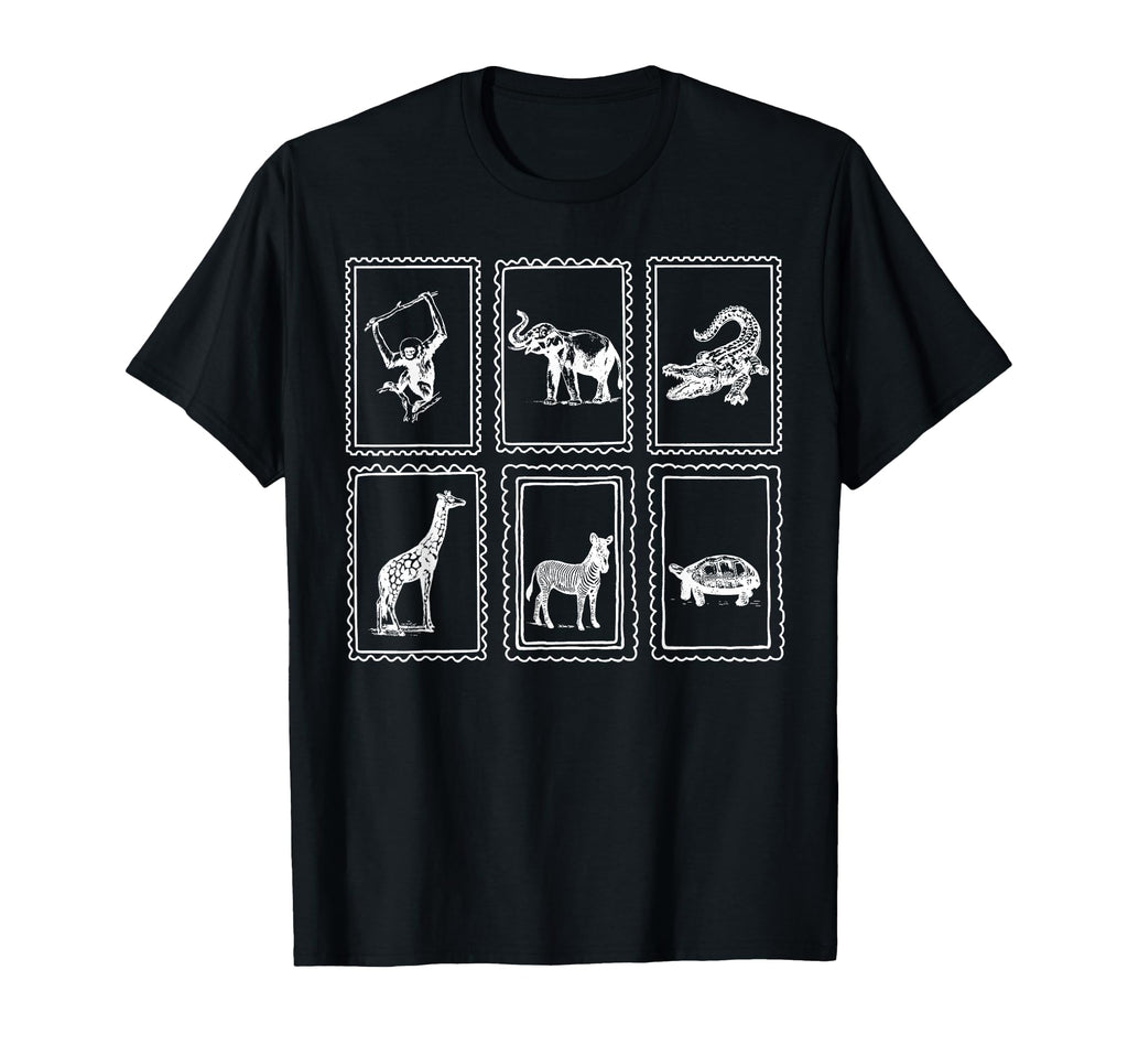 Safari Animal Postage Stamps Aesthetic T-Shirt - Novelty Apparel for Adults - T-Shirt, Sweatshirt, Hoodie