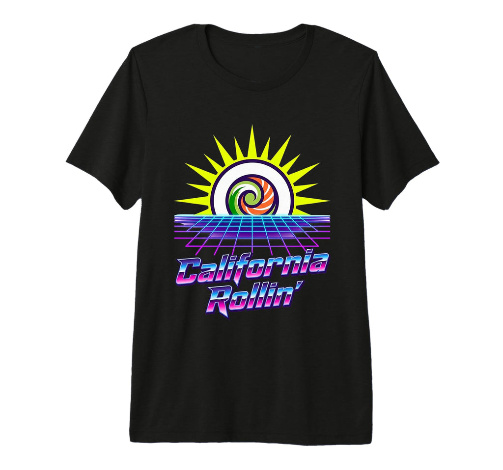 California Rollin 80S Synthwave Sushi T-Shirt - Custom Art Print Unisex - T-Shirt, Sweatshirt, Hoodie