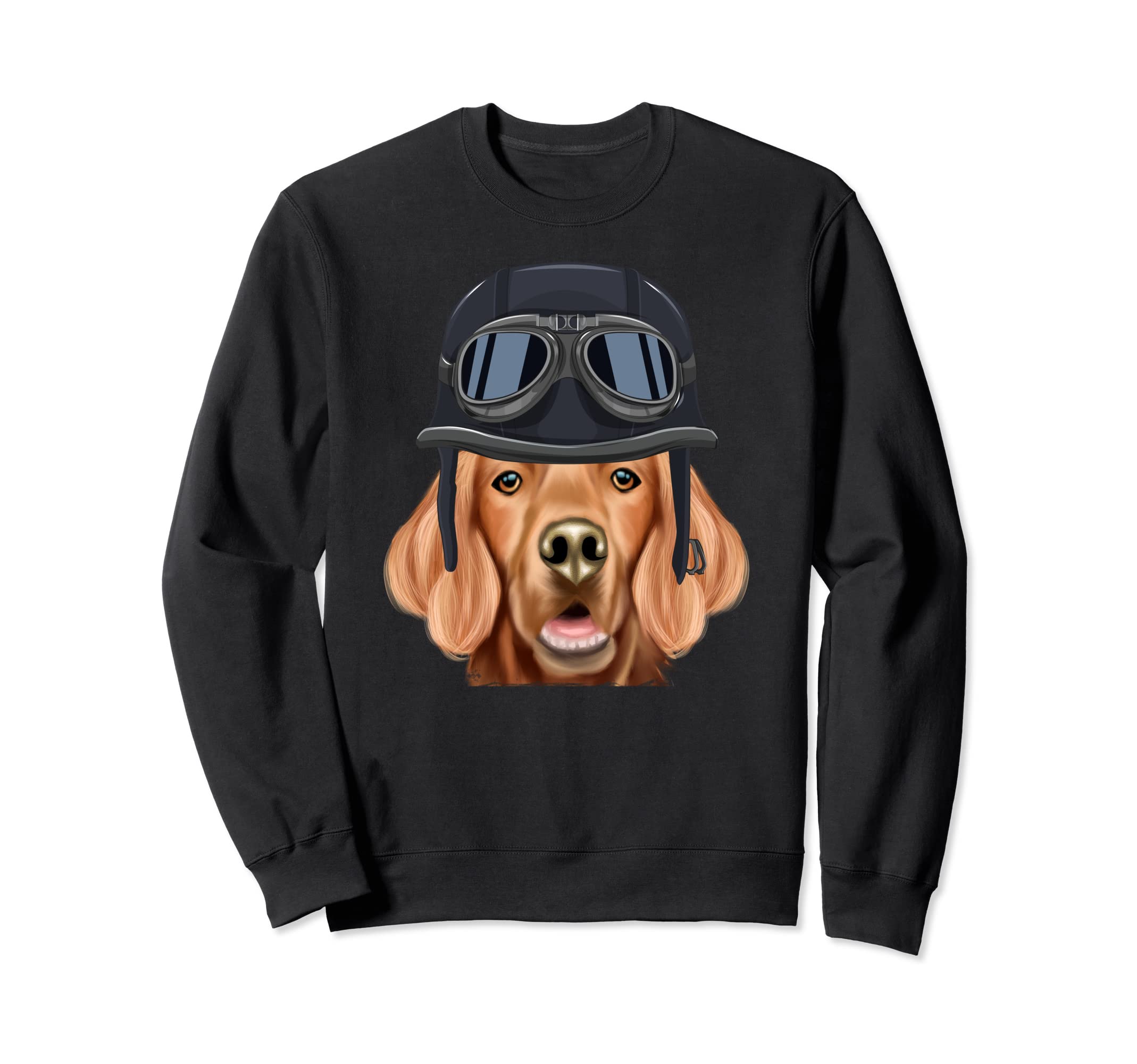 Funny Motorcycle Helmet Irish Setter Sweatshirt - Graphic Print Men Women - T-Shirt, Sweatshirt, Hoodie