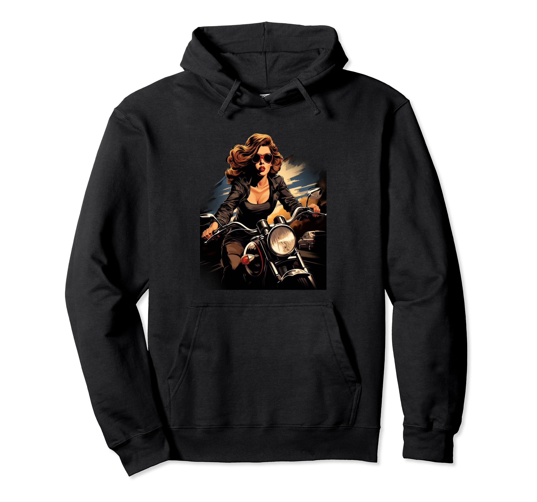 Pinup Biker 1940S Motorcycle Riding Hoodie - Trendy Graphic Unisex - T-Shirt, Sweatshirt, Hoodie