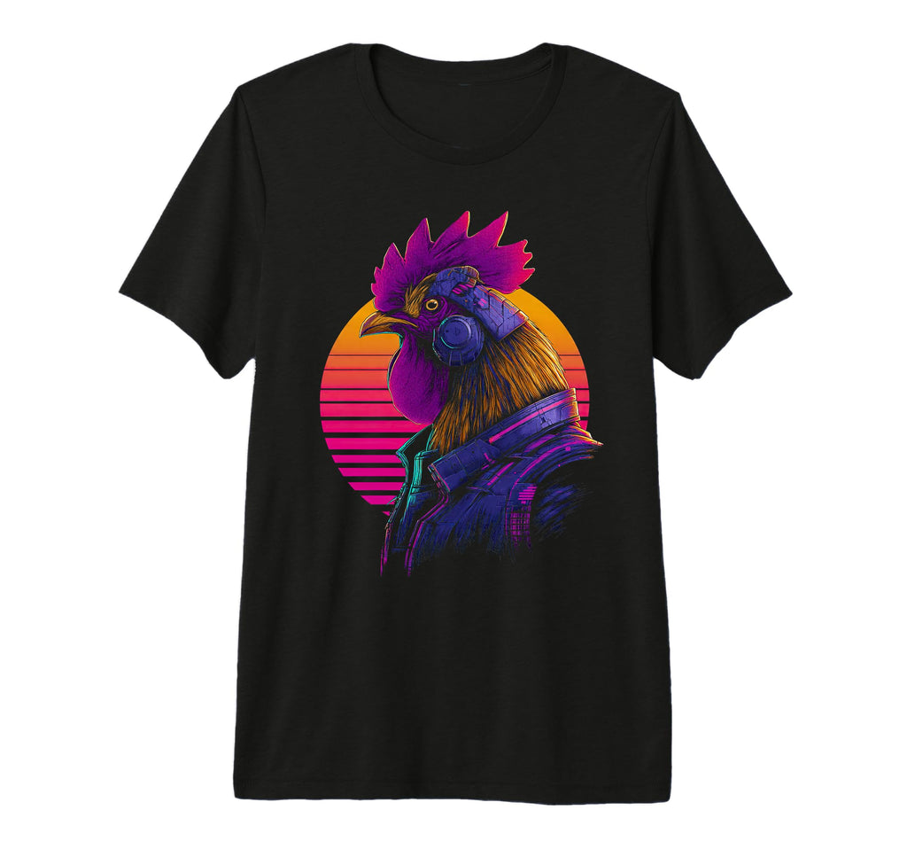Cyberpunk Rooster Sci Fi Synthwave T-Shirt - Custom Art Print for Adults - T-Shirt, Sweatshirt, Hoodie