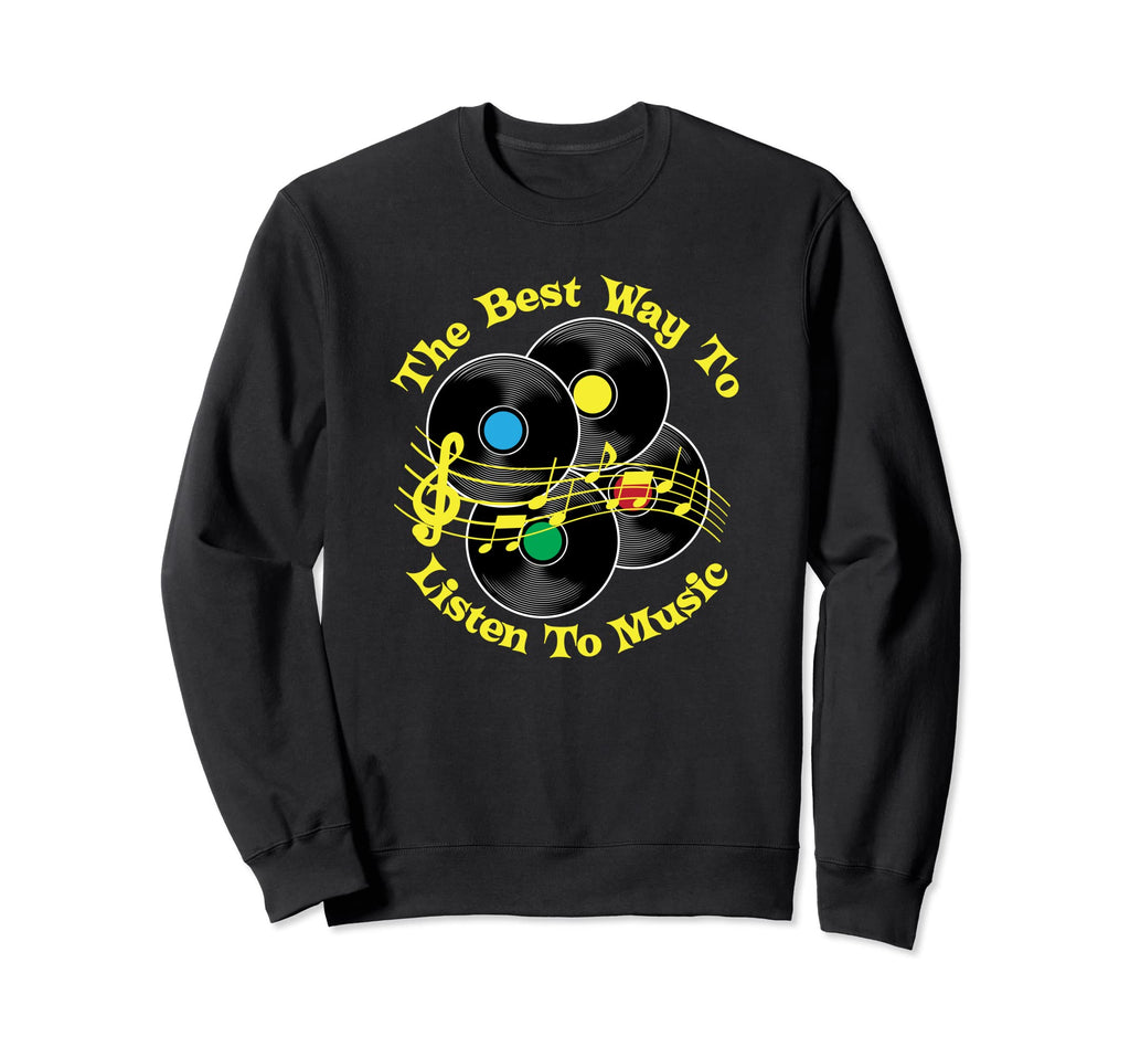 Vinyl Records Old School Music Sweatshirt - Aesthetic Graphic for Adults - T-Shirt, Sweatshirt, Hoodie